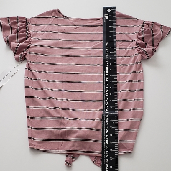 NOTATIONS Front Tie Striped Short Sleeve Top - Picture 7 of 7